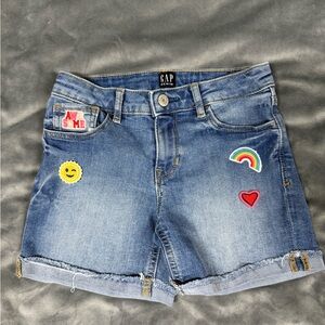 GAP Blue Denim Girls' Patch Embroidered Jean Shorts